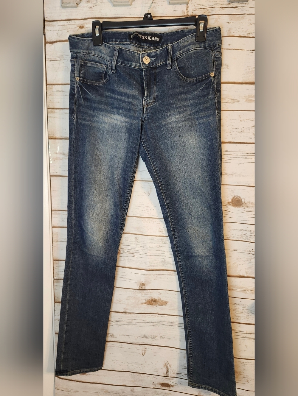 Express Women’s Mid-Rise Med/Dark Blue Slim Jeans